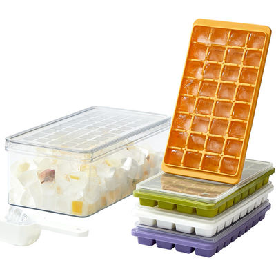 Food Grade Fitting Lid PET PP Ice Cube Tray And Container With Shovel