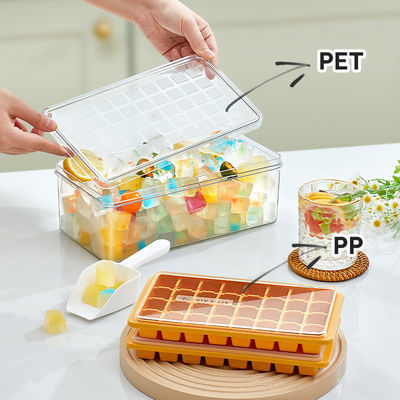 Food Grade Fitting Lid PET PP Ice Cube Tray And Container With Shovel