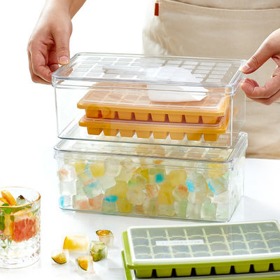 Food Grade Fitting Lid PET PP Ice Cube Tray And Container With Shovel