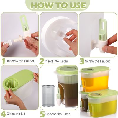 3.9L Large Refrigerator Ice Drink Container Plastic Juice Coffee Maker Cold Brew Filter Water Kettle With Spigot
