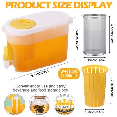 3.9L Large Refrigerator Ice Drink Container Plastic Juice Coffee Maker Cold Brew Filter Water Kettle With Spigot