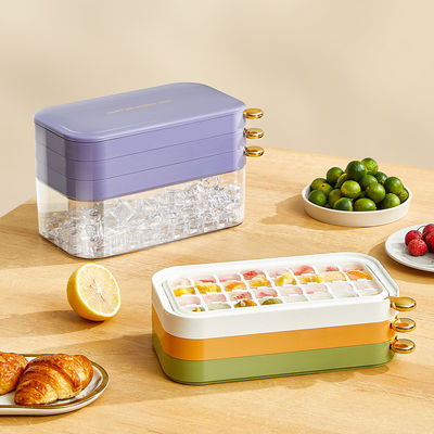 Fridge Multilayer Stackable Ice Cube Trays 32 Grids Flip Out Custom Ice Cube Molds