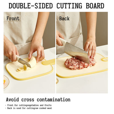3 Colors 3 Sizes Plastic chopping Double Side  Reversible Antibacterial Cutting Board With grinding area & Deep Drip Juice Groove