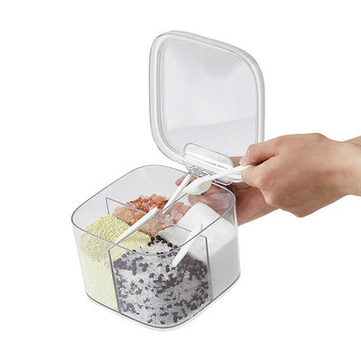 1 Set Seasoning Box 4 Compartment Spice Condiments Container With Spoon Multifunctional Storage Box
