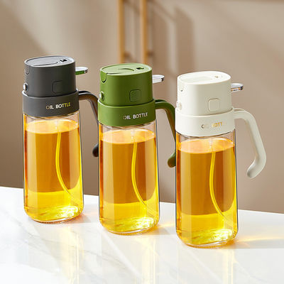 2 In 1 Olive Oil Dispenser Bottle 550ml 19OZ Food-Grade Glass Oil Sprayer for Cooking