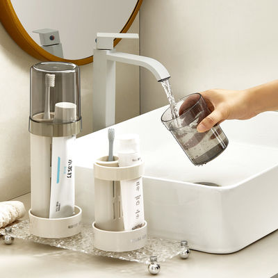 Toothbrush Holder Stand with Cover Cup Height Adjustable Electric Toothbrush Holders for Bathrooms
