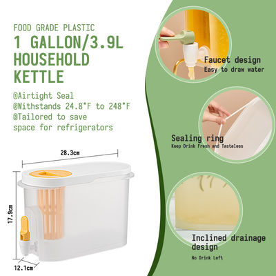 3.9L Cold Kettle with Faucet Large Capacity Double Filtration Space Save Drink Dispenser Water Jug Cold Water Pitcher