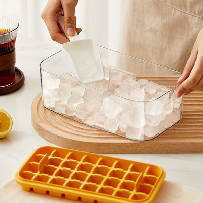 32/64 Grid Ice Mold Box One Button Press Type Reusable Whiskey Cocktail Bar Pub Wine With Lid And Bin