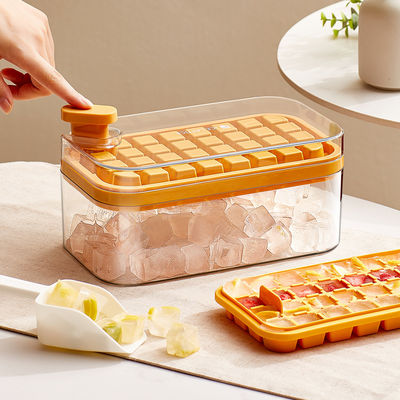 32/64 Grid Ice Mold Box One Button Press Type Reusable Whiskey Cocktail Bar Pub Wine With Lid And Bin