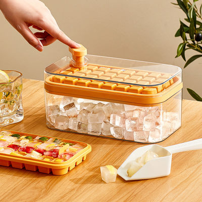 32/64 Grid Ice Mold Box One Button Press Type Reusable Whiskey Cocktail Bar Pub Wine With Lid And Bin