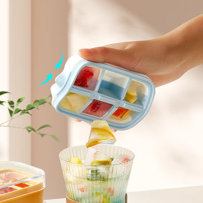 6-grid Mini Household Ice Silicone Tray for Freezer Ice Mold Ice Maker Ice Cube Tray with Lid Shovel