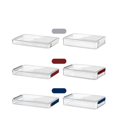 Clear A4 Document Storage Box with Wine Red Snap Tight Lid PET Files Documents Magazines Notebooks Box Organizer Holder Desk
