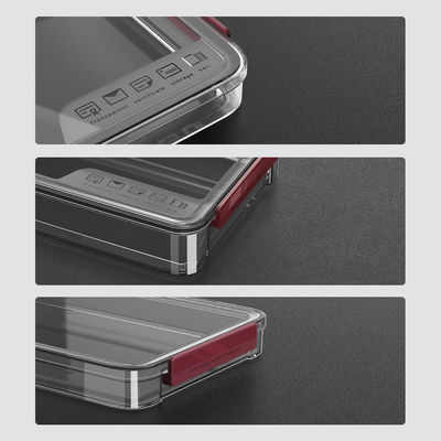 Clear A4 Document Storage Box with Wine Red Snap Tight Lid PET Files Documents Magazines Notebooks Box Organizer Holder Desk