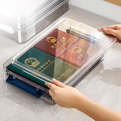Clear A4 Document Storage Box with Wine Red Snap Tight Lid PET Files Documents Magazines Notebooks Box Organizer Holder Desk