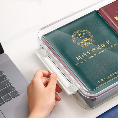 Clear A4 Document Storage Box with Wine Red Snap Tight Lid PET Files Documents Magazines Notebooks Box Organizer Holder Desk