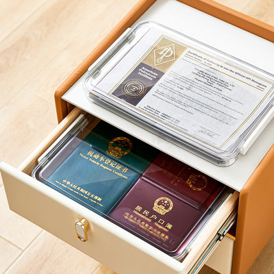 Clear A4 Document Storage Box with Wine Red Snap Tight Lid PET Files Documents Magazines Notebooks Box Organizer Holder Desk