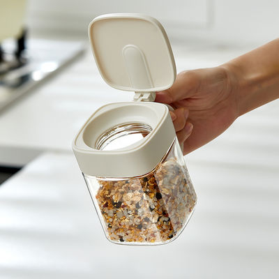 2 Grids Seasoning Box Spice Box with Handle Containers with Spoon Functional Condiment Jar Storage Rack for Salt Sugar Cruet
