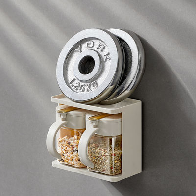 2 Grids Seasoning Box Spice Box with Handle Containers with Spoon Functional Condiment Jar Storage Rack for Salt Sugar Cruet