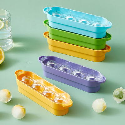Flexible 4-grid Ice Molds For Freezer Easy Release Stackable Ice Trays For Cocktail