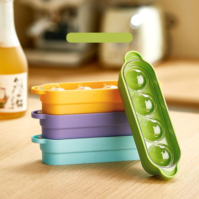 Flexible 4-grid Ice Molds For Freezer Easy Release Stackable Ice Trays For Cocktail